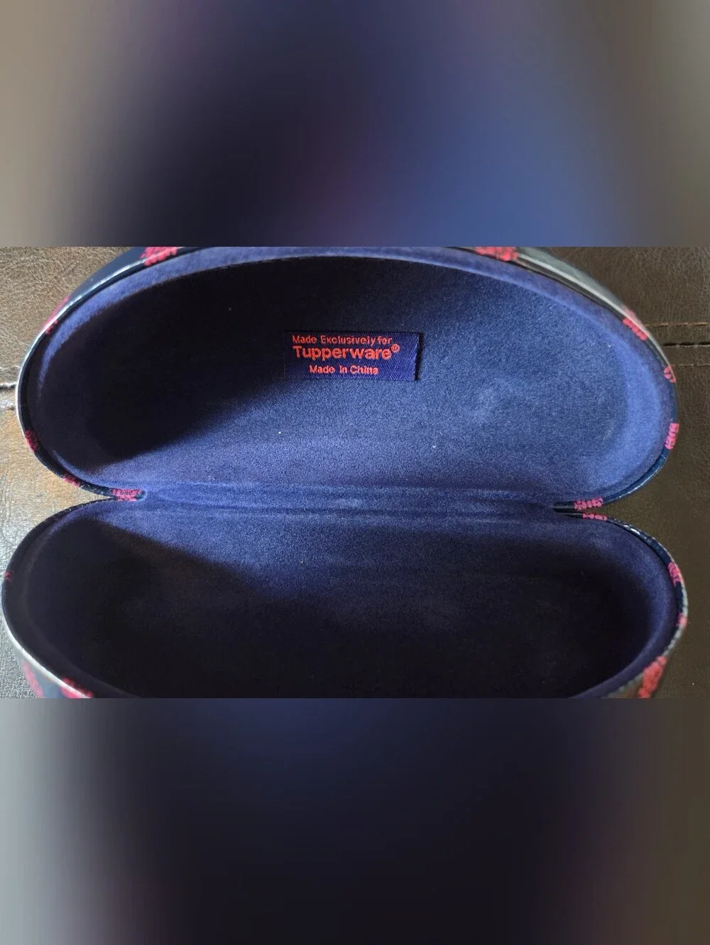 Tupperware Brand Decorative Sunglasses Eyeglasses Case Pink Floral Dots